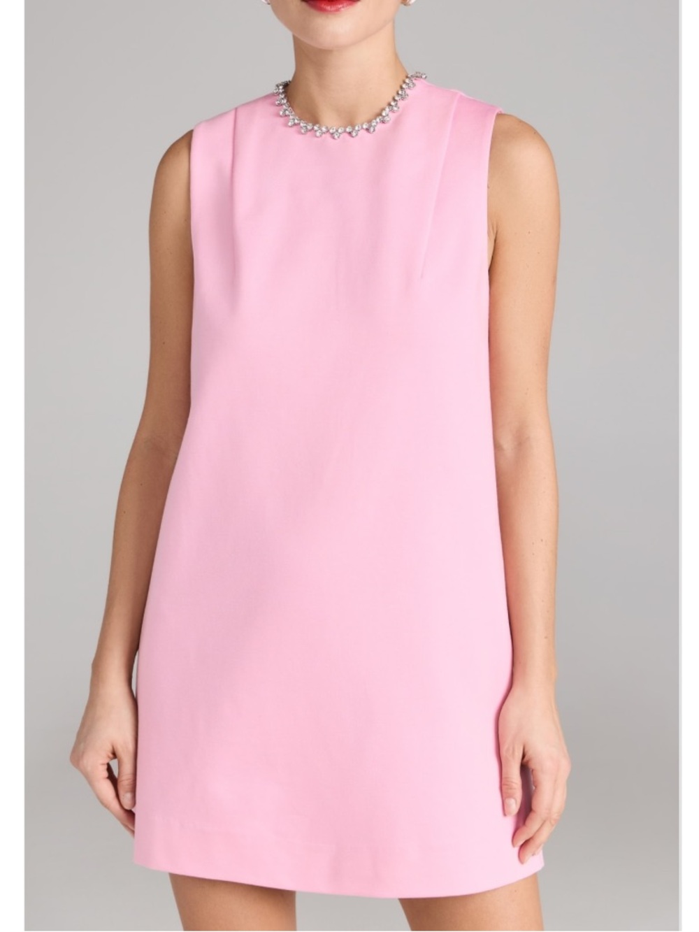 AREA Embellished Powder Pink Crystal Heart Back Open Cutout Mini Dress NEW - Picture 8 of 15